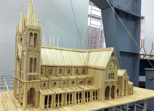 Công trình mô hình kiến trúc nhà thờ Đức Bà bằng 8 ngàn thanh tre của sinh viên